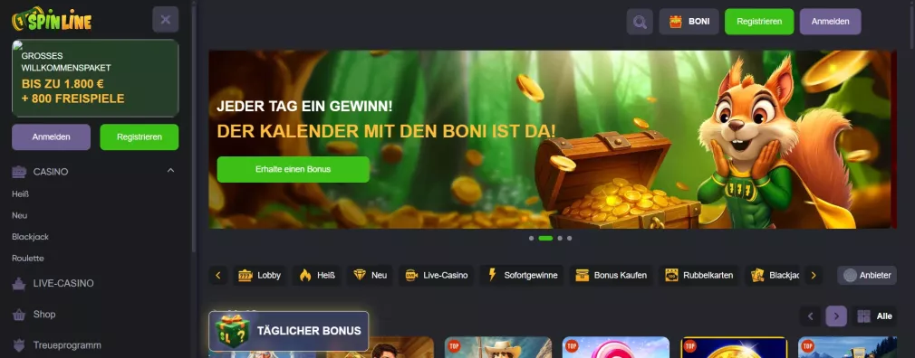 Spinline Casino – 3.600 € Bonus + 1.100 Freispiele sichern